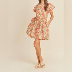 & Merci Boho Floral Puff Sleeve Lindsay Dress Size Large